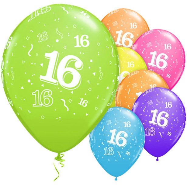 16th Birthday Latex & Foil Balloons