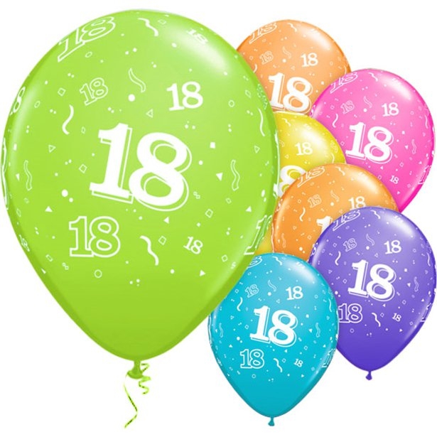 18th Birthday Latex & Foil Balloons
