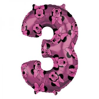 Minnie Mouse Pink Number 3 Supershape Foil Balloon- 26" 