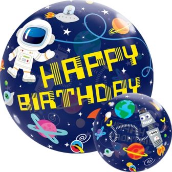 Space Rocket Birthday Bubble Balloon - 22"