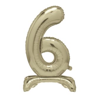 Number 6 Gold Standing Balloon - 30in (1pk)
