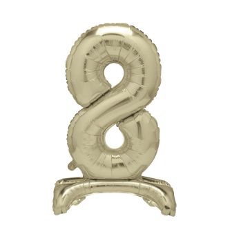 Number 8 Gold Standing Balloon - 30in (1pk)