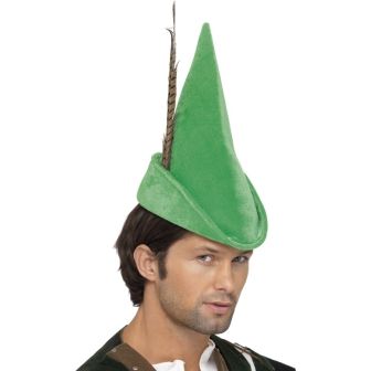 Robin Hood Hat Green with Feather Deluxe