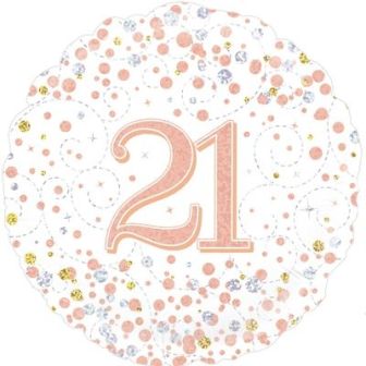 21st Birthday Foil Balloon Sparkling Fizz Rose Gold - 18"