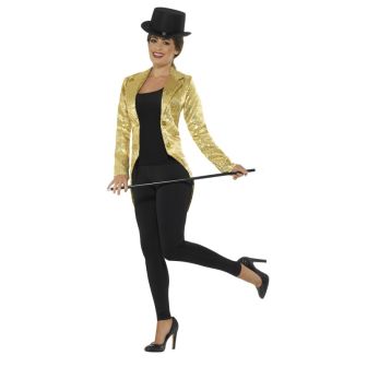 Sequin Tailcoat Jacket Ladies Gold (M)