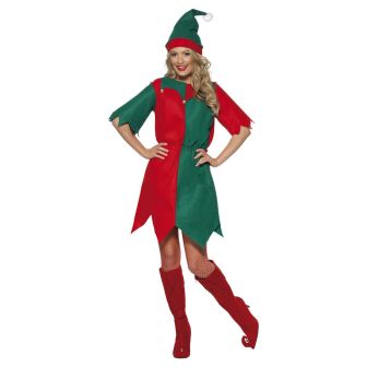 Elf Costume Red & Green with Hat & Tunic