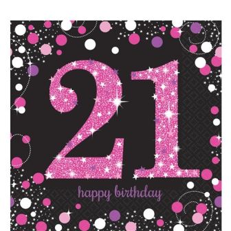 21st Pink and Black Napkins