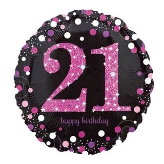 21st Pink and Black Balloon