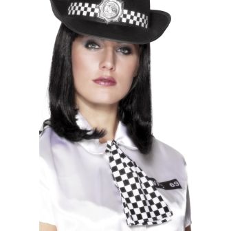 Policewoman's Scarf Black & White with Elastic Neck Band
