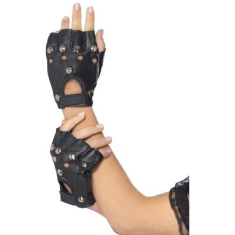 Punk Gloves Black with Studs