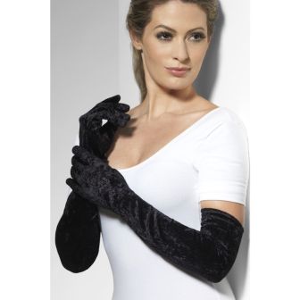 Velveteen Gloves Black Long