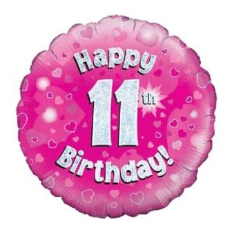 11th Birthday Balloon Pink