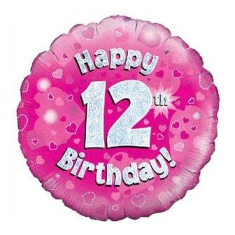 12th Birthday Balloon Pink