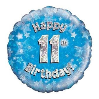 11th Birthday Balloon Blue