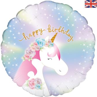 Pastel Unicorn Birthday Holographic Foil Balloon - 18" 