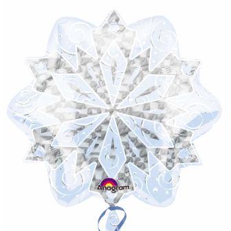 White Christmas Snowflake Shape Foil Balloon - 18"