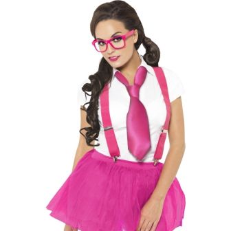 Glam Geek Kit Pink with Glasses Braces & Tie