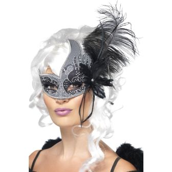 Masquerade Dark Angel Eyemask Silver & Black 