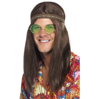 Mens Hippie Kit Brown with Headband Specs and Necklace