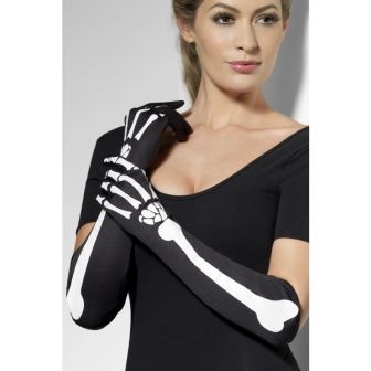 Skeleton Gloves Black Long
