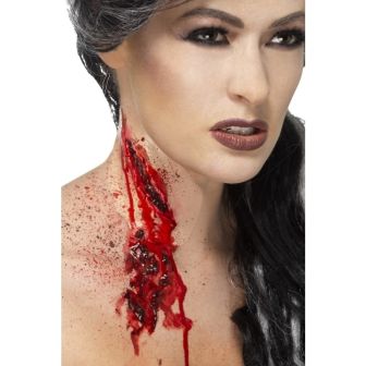 Slash Throat Make-Up Red with Scar Self Adhesive and Blood