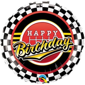 Happy Birthday Racing Checkered Foil Balloon - 18" 