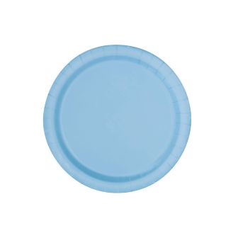 Baby Blue 9" Round Paper Plates - 16pk