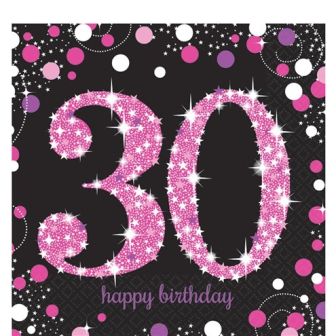 30th Pink and Black Napkins