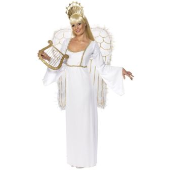 Angel Costume White with Dress Crown & Wings (L)