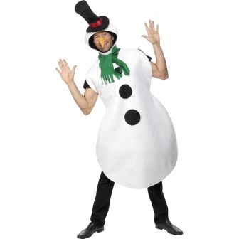 Snowman Costume White with Tabard Scarf Hat & Carrot Nose