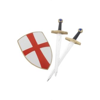 Knight Crusader Set White with Two Swords & Shield 50cm/ 20in