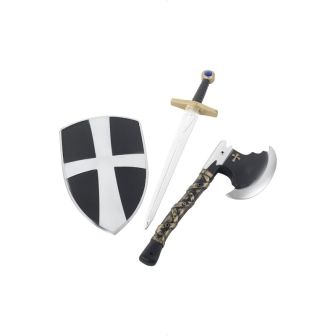 3 Piece Crusader Set White with Shield Sword & Axe 50cm / 20in