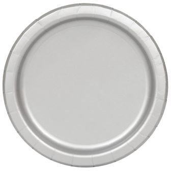 Silver 9" Round Paper Plates - 16pk