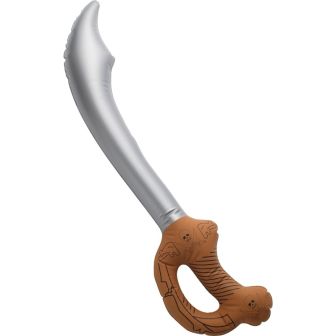 Inflatable Pirate Sword Brown Approx 61cm / 24in with Skull Print