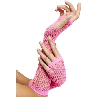 Fishnet Gloves Pink Long