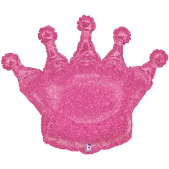 Pink Glittering Crown Balloon - 36''