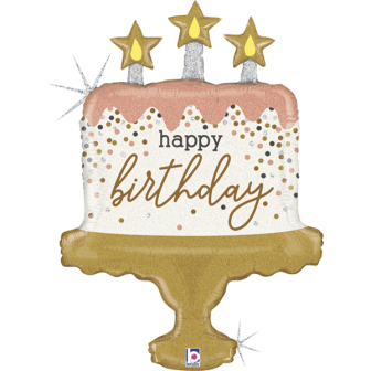 Happy Birthday Confetti Cake Foil Balloon - 33''