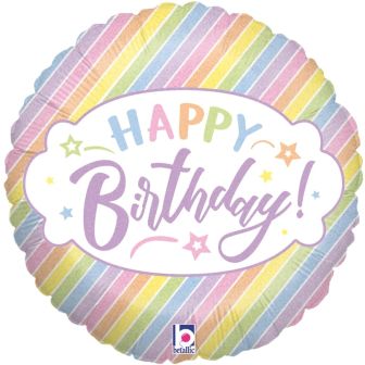 Pastel Birthday Holographic Foil Balloon - 18" 