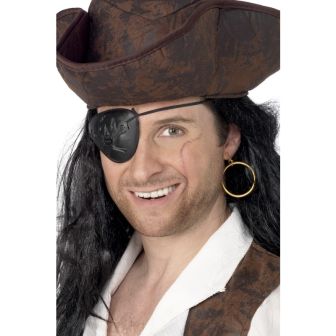 Pirate Eyepatch and Earring Black