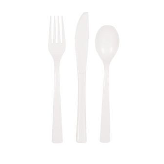 White Reusable Plastic Cutlery - 18pk