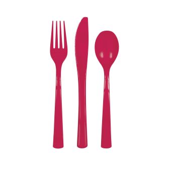 Red Reusable Plastic Cutlery - 18pk