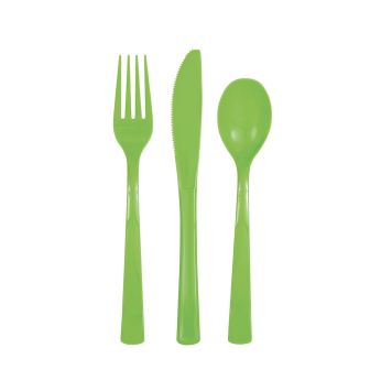 Lime Green Reusable Plastic Cutlery - 18pk