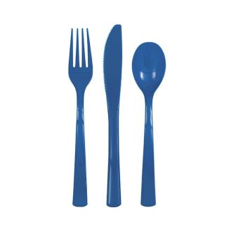 Royal Blue Reusable Plastic Cutlery - 18pk