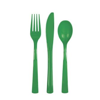 Emerald Green Reusable Plastic Cutlery - 18pk