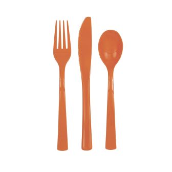 Orange Reusable Plastic Cutlery - 18pk