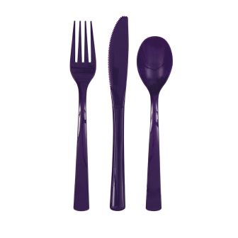 Deep Purple Reusable Plastic Cutlery - 18pk