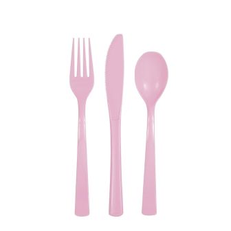 Pale Pink Reusable Plastic Cutlery - 18pk