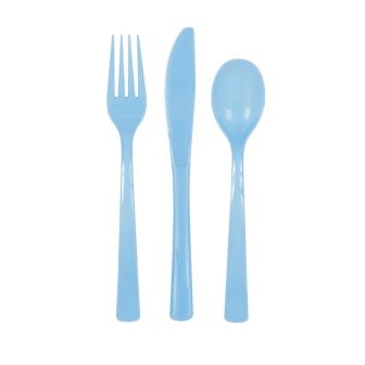 Baby Blue Reusable Plastic Cutlery - 18pk