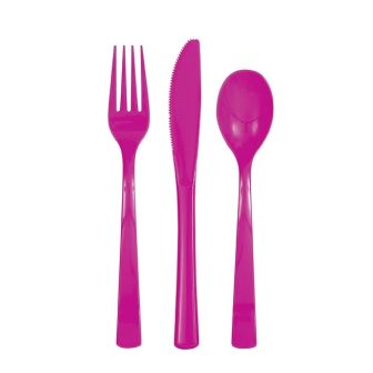 Hot Pink Reusable Plastic Cutlery - 18pk