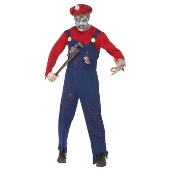 Zombie Plumber Costume Red - Medium